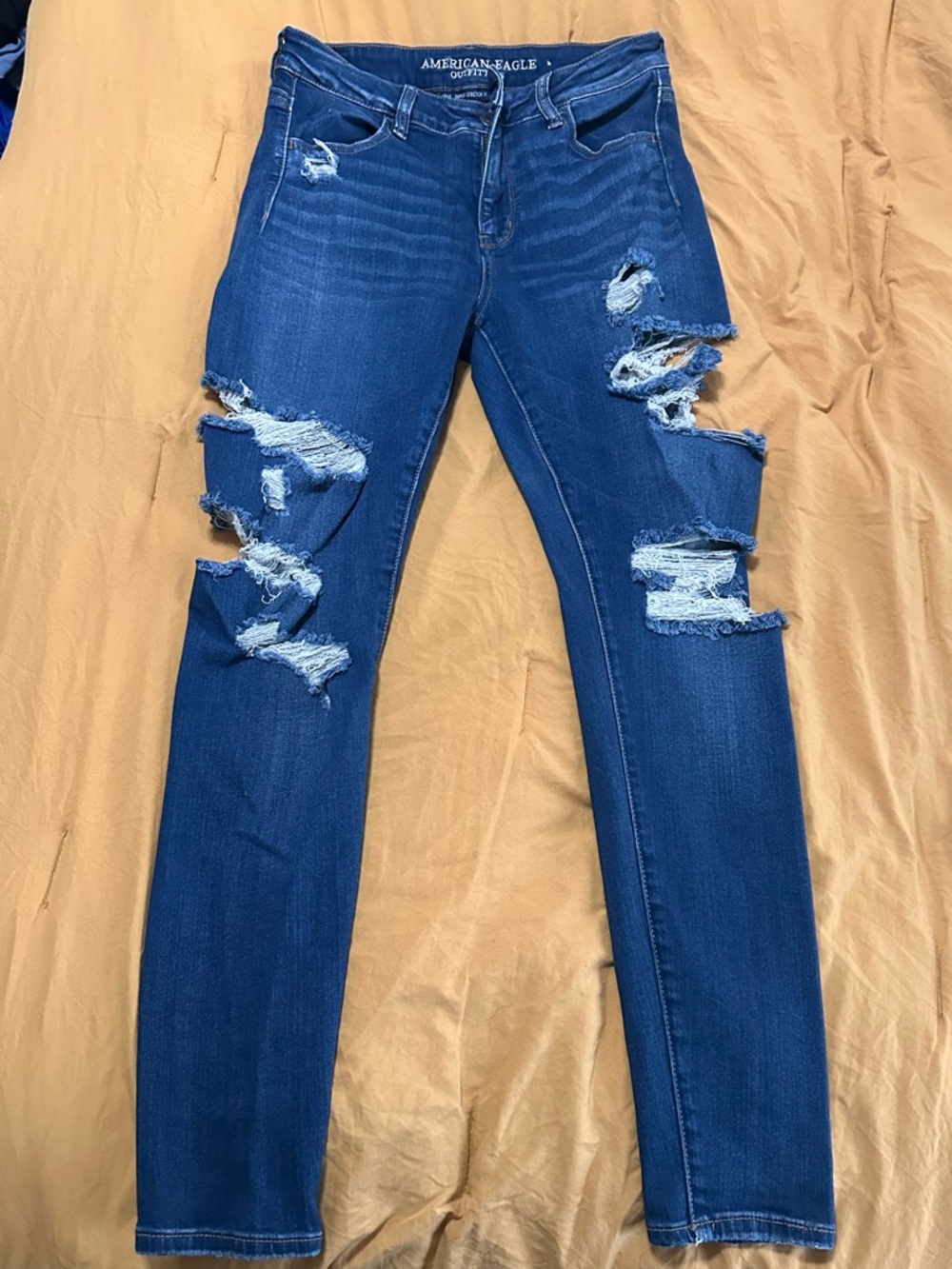 American Eagle Outfitters Blue Distressed Skinny Jeans